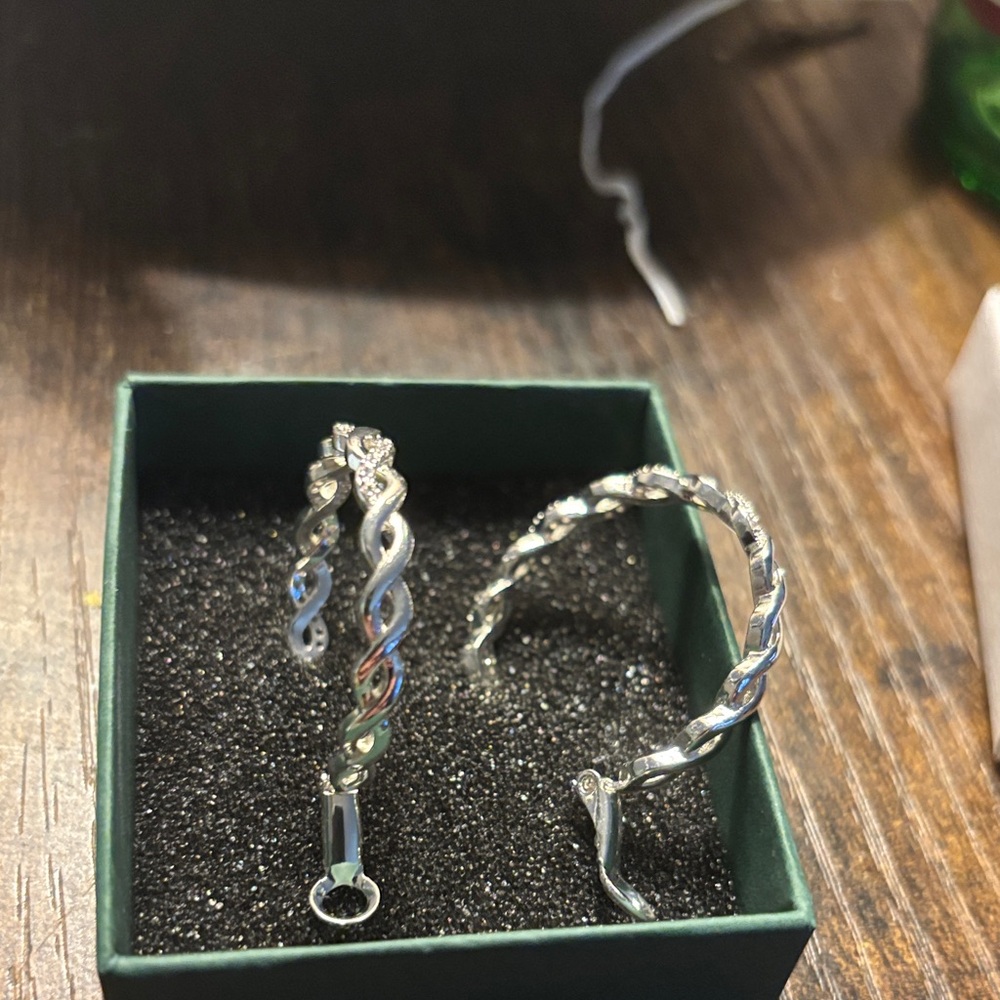 Elegant Silver Twisted Sterling Silver Hoop Earrings